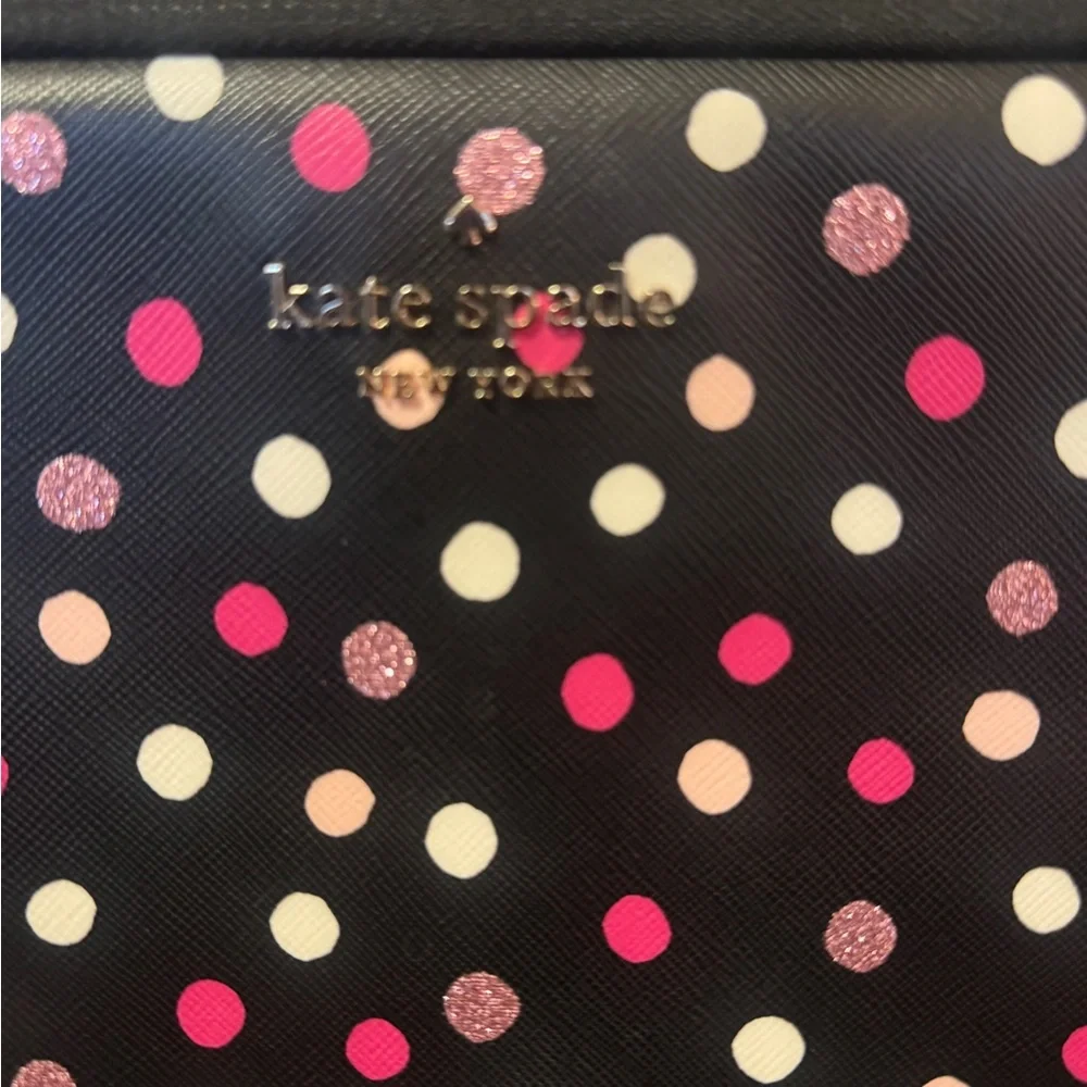 Kate Spade Black Laptop Sleeve with Pink, Glitter and White Polka Dots NWT